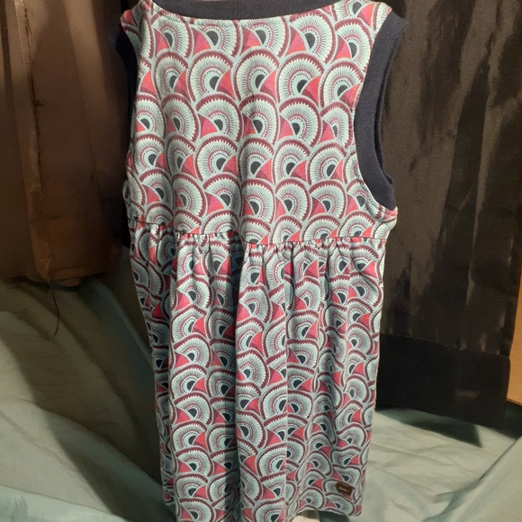 NWOT Tea Blue & Pink Fan Design Dress - Picture 4 of 5